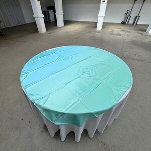 Set of 10 Mint Green Satin Table Overlays | 57x57 | Event Decor